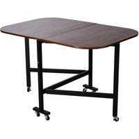 KORVIXA Mobile DropLeaf Folding Dining Table on Wheels for Small Spaces in Brown | Size: 100 cm x 100 cm