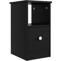 KORVIXA Bedroom Narrow Bedside Cabinet Storage Nightstand Side Table in Black | Size: 100 cm x 100 cm