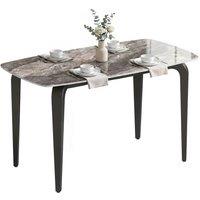 KORVIXA Dining Table for 4, Kitchen Table with Sintered Stone Tabletop in Brown | Size: 100 cm x 100 cm