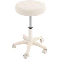 KORVIXA 33cm White Rolling Office Stool Adjustable Round Bar Stool | Size: 100 cm x 100 cm
