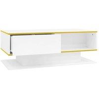 KORVIXA LED Coffee Table w/ Storage Drawers Modern High Gloss in White | Size: 100 cm x 100 cm