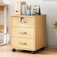 KORVIXA 3 Drawers Filing Cabinet Home Office Mobile File Storage in Natural | Size: 100 cm