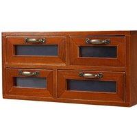 Kelvenix Vintage Wooden Desk Organizer 4 Drawer Storage Box in Brown