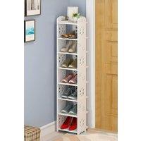 Living and Home 8-Tier Open Style Shoes Rack for Entryway in White