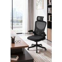 Living and Home Height Adjustable Mesh Swivel Office Chair with Headrest in Black