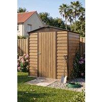 Living and Home 4 x 6FT Metal Apex Roof Garden Storage Shed in Brown