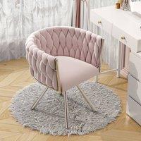 Rolipo Pink Velvet Swivel Dining Chair with Metal Legs