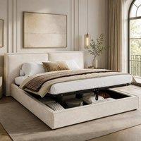 Rolipo 6FT Super King Size Ottoman Storage Bed Frame, Beige Chenille | Size: Double