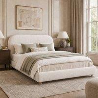 Rolipo 4ft6 Double Ottoman Storage Bed Frame, Boucle Fabric, Warm White