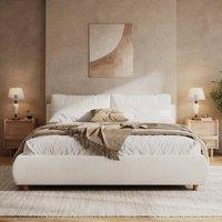 Rolipo 150x200cm 5ft Ottoman Storage Bed Frame Boucle Fabric Warm White | Size: Double