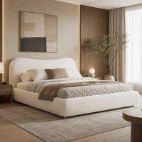 Rolipo 4ft6 Double Ottoman Storage Bed Frame Boucle Fabric Warm White