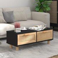 Berkfield Home Coffee Table Black 80x40x30 cm Engineered Wood&Solid Wood Pine | Size: 80 x 40 x 30 cm