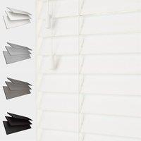 Blinds Outlet Faux Wood String Venetian Blind in White | Size: 120 cm width x 160 cm drop