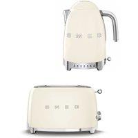 Smeg TSF01 & KLF04 2-Slice Toaster & 1.7L Kettle Set in Cream