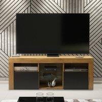 Creative Furniture Pulse TV Unit 145cm - Dark Oak with Black Matt Doors in Dark Brown
