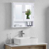 HD Designs Priano 2 Door Mirrored Wall Cabinet With Shelf Storage Bathroom in White