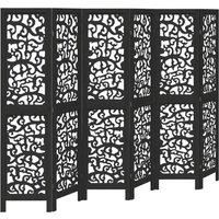 Berkfield Home Room Divider 6 Panels Black Solid Wood Paulownia