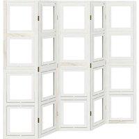 Berkfield Home Room Divider 5 Panels White Solid Wood Paulownia