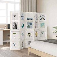 Berkfield Home Room Divider 5 Panels White Solid Wood Paulownia
