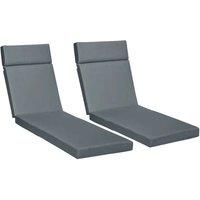 FLAVORA Set Of 2 Sun Lounger Cushions For Rattan Furniture in Grey | Size: 0.6m2