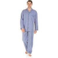 Haigman Men's Men's Cotton Rich Easy Care Marl Effect Pyjama Set in Blue | Size: Medium