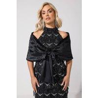 Yours Women's Faux Fur Shawl in Black | Size: 26-28