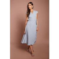 Coast Women's Bow Waist Detail Cap Sleeve Midi Dress in Dusty Blue | Size: 16