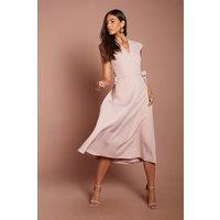 Coast Women's Bow Waist Detail Cap Sleeve Midi Dress in Dusty Pink | Size: 8
