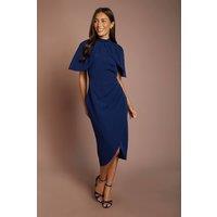 Coast Women's Cape Sleeve Wrap Skirt Midi Dress in Navy | Size: 12