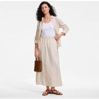Lands' End Women's Premium Pure Linen Pull-On Midi Skirt in Beige | Size: 14