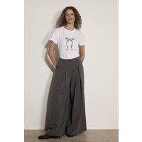 Apricot Women's Wide-Leg Pleat Pinstripe Trousers in Grey | Size: 10