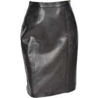 House of Leather Women's Womens Real Leather Pencil Skirt SKT1 in Black | Size: 10