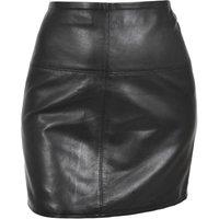 House of Leather Women's Womens Real Leather Mini Skirt SKT5 Black | Size: 14