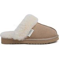 Celtic & Co Women's Studio Fur Edge Mule Slippers in Camel | Size: 7