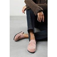 Where's That From Women's 'Idyxa' Slip On Backless Loafer Mules with Penny Strap in Pink | Size: 5