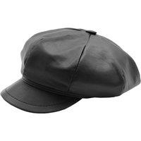 House of Leather Women's Womens Leather Peaked Beret Ballon Hat in Black