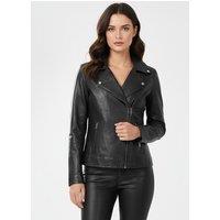 House of Leather Women's Womens Real Leather Biker Jacket Cross Zip Style Lola White 16 in Black | Size: 14
