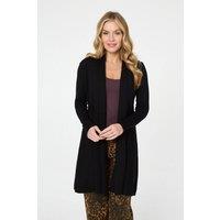 Izabel London Women's Open Front Longline Relaxed Cardigan in Black | Size: 12