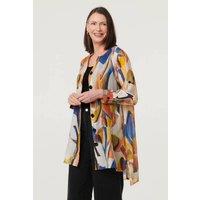 Izabel London Women's Abstract Long Sleeve Longline Shirt in Yellow | Size: 18