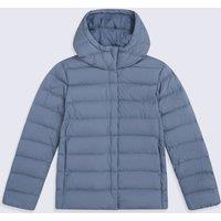 Animal Women's Lightweight Water Resistant Packable Warm Hooded Puffer Down Jacket in Light Blue | Size: 16