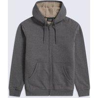 Animal Men's 'Samuel' Full Zip Lightweight Sherpa Lined Cotton Relaxed Fit Hoodie in Dark Grey | Size: Small