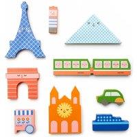 Kikkerland Kidoki Mini Wooden City In My Pocket 9pc Set - Paris