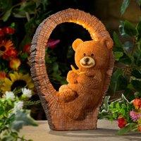 Gainsborough Solar Bear in Log Garden Ornament in Polyresin, H25 x W18cm in Brown