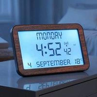 Bergstrom Big Digit Radio-Controlled Clock with Backlight, H12 x W20cm in Brown