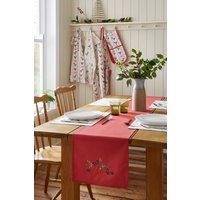 Catherine Lansfield 'Christmas Holly Stripe' Cotton Dining Table Runner in Red