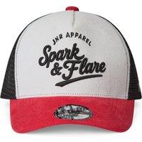 Spark & Flare Adjustable Snapback Trucker Cap - White, Black x Red