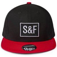 Spark & Flare Flat Brim Adjustable Snapback Baseball Cap - Black x Red