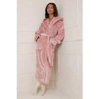 Dorothy Perkins Women's Velour Hooded Dressing Gown in Pink | Size: Large
