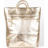 Etre Women's Perrie Top Handle Metallic Faux Leather Backpack in Metallic Gold