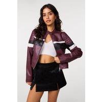 Pink Vanilla Women's Dark Red Cropped Motocross Biker Jacket | Size: Large